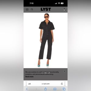 Free People black denim jumpsuit